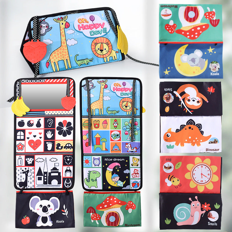 Foldable Sensory Soft Cloth Books Mirror Teether
