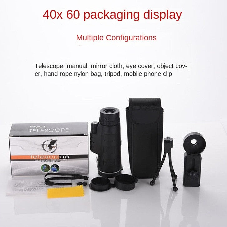 40X60 Pocket Monocular Telescope with Mobile Tripod