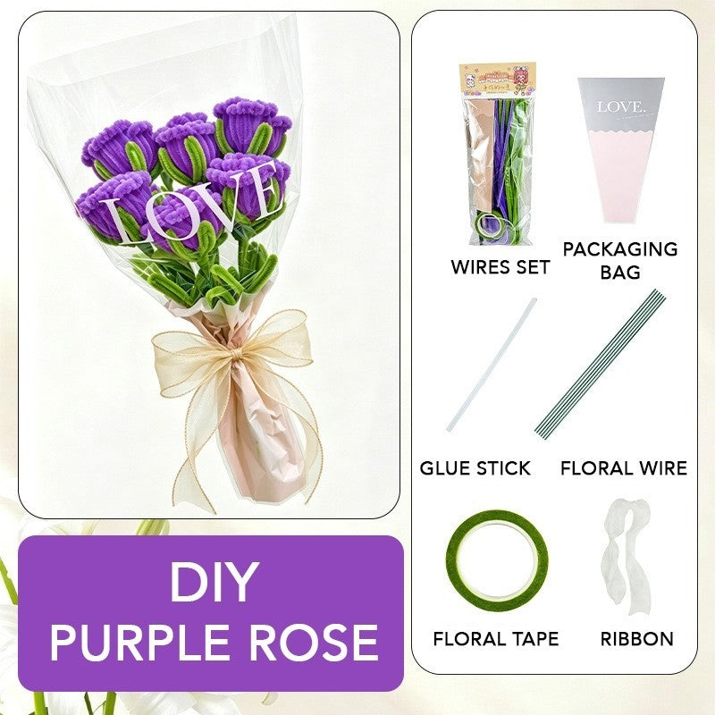 DIY Bouquet Flower Crafts Chenille Stems Fuzzy Wire Handicraft Pipe Cleaner Stick
