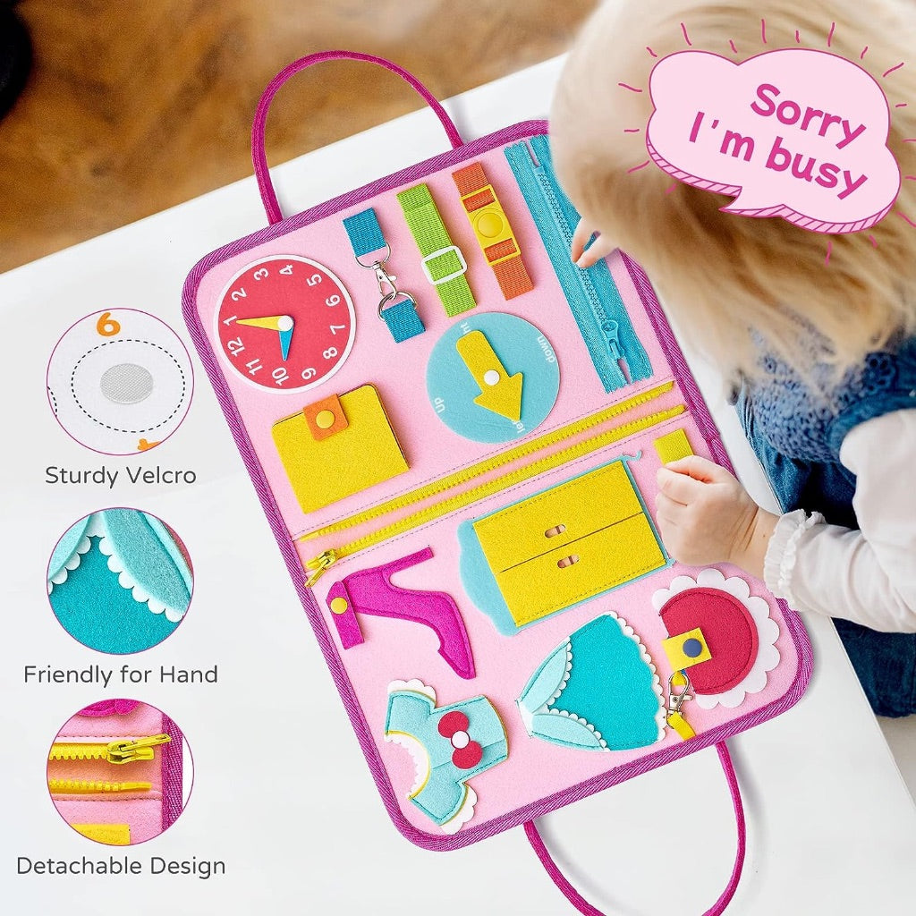 Pink Clock Felt Busy Book
