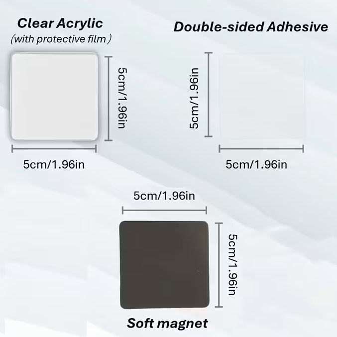 DIY Custom Fridge Magnet Acrylic Square Blank Craft Set