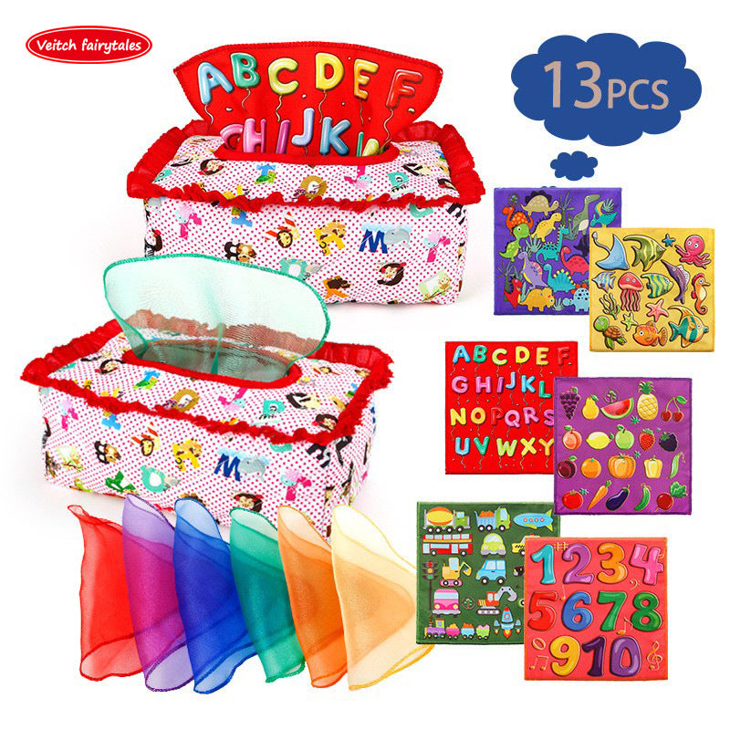 Scarf Tissue Box 4-Red ABC