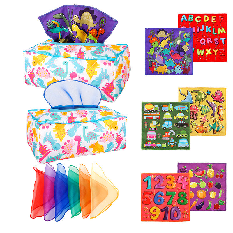 Scarf Tissue Box 6-Blue Dinosaur