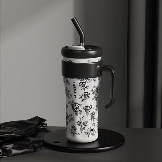 Black Floral 1250ml Tumbler