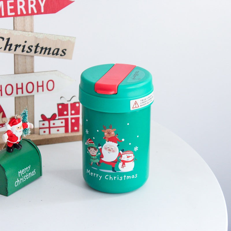 Red Reindeer Thermal Straw Cup