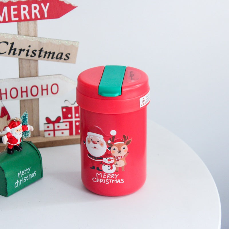 Red Reindeer Thermal Straw Cup