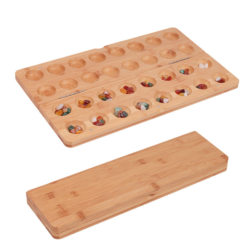 Wooden Mancala Folding Set Marbles