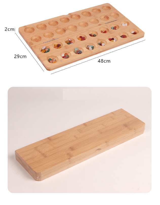 Wooden Mancala Folding Set Marbles