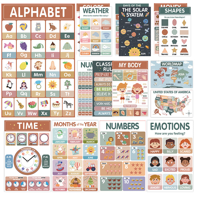 18pc Preschool Learning Children A3 Posters