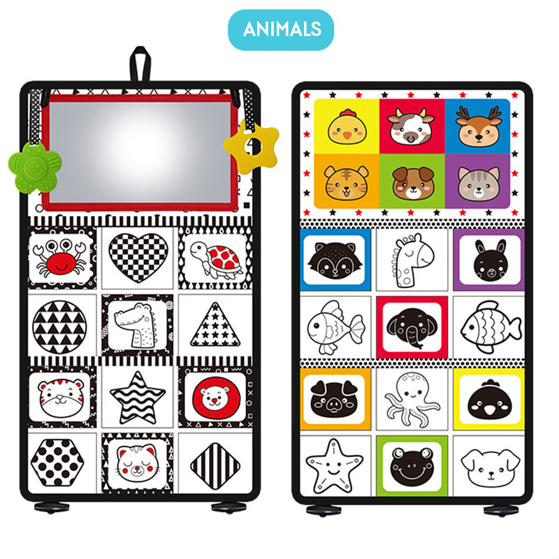 Baby Tummy Time Cloth Sensory Books with Mirror