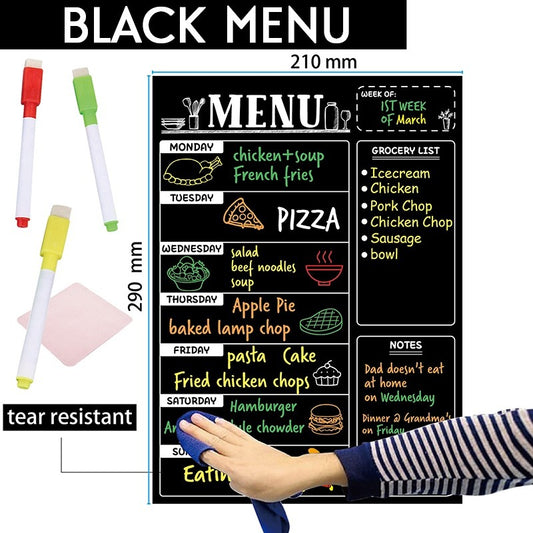 Black Menu Plan Fridge Magnet
