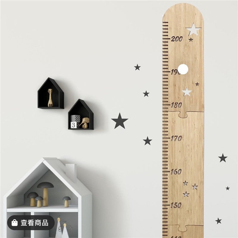 Natural Wood Height Chart Track Children Growth