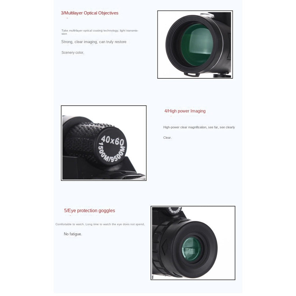 40X60 Pocket Monocular Telescope with Mobile Tripod