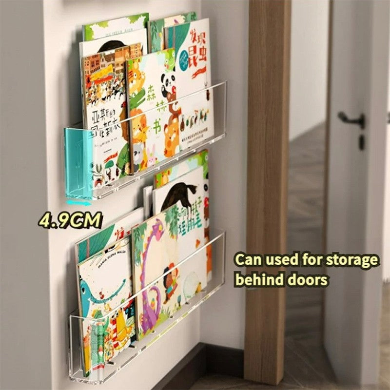 Acrylic Book Display Shelf No Drilling Floating Bookshelf