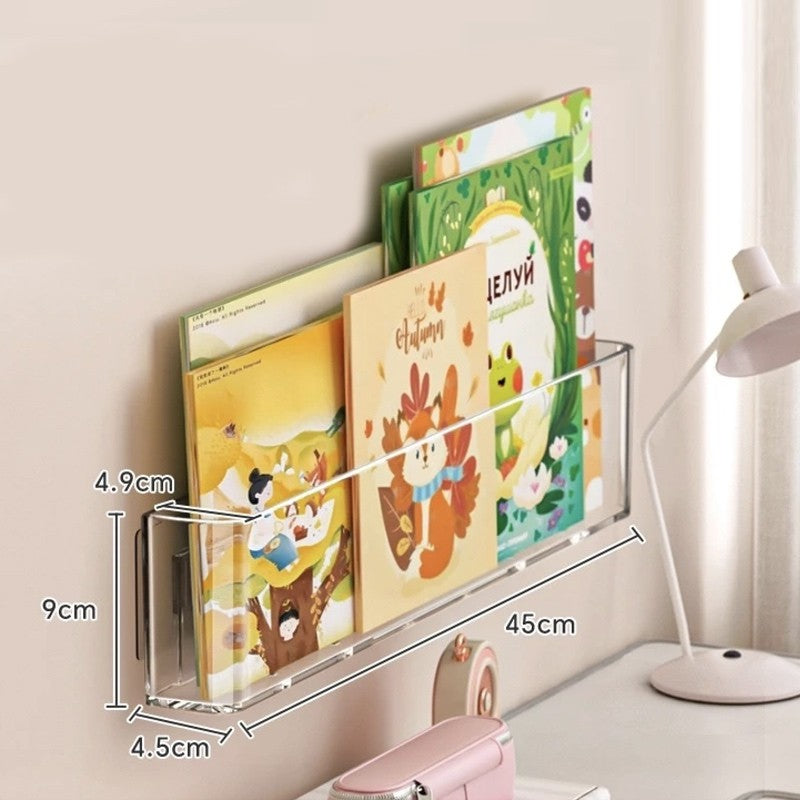 Acrylic Book Display Shelf No Drilling Floating Bookshelf