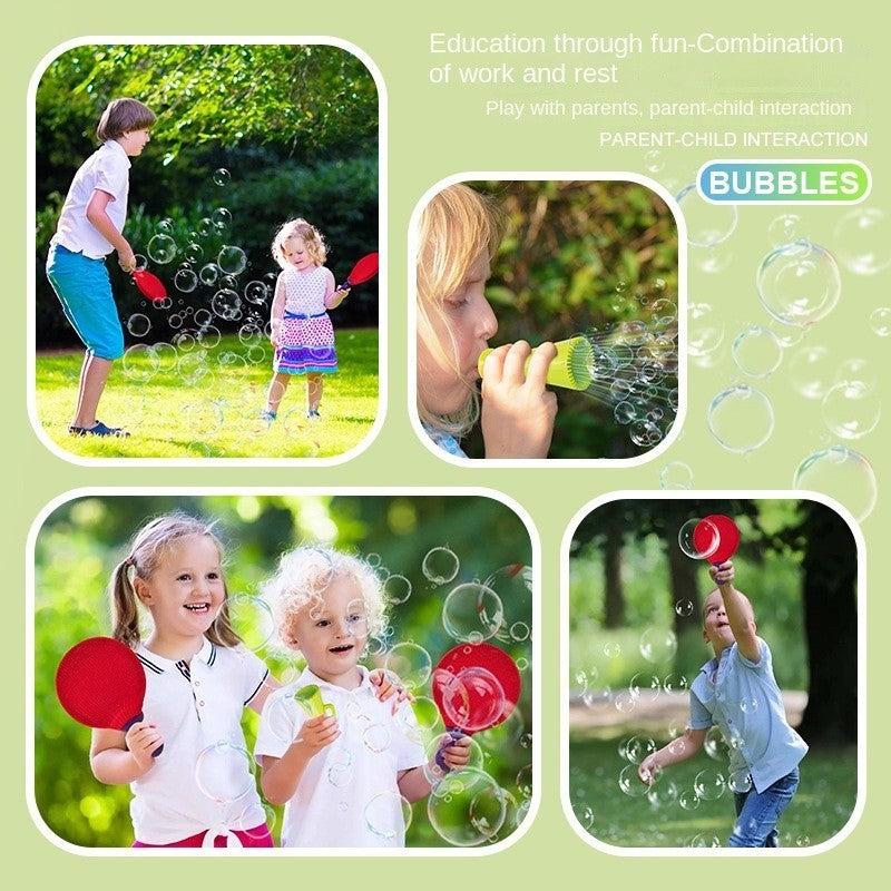Bubbles Ping Pong Kids Toy Magic Bouncing Table Tennis Racket Blow Bubble Toys