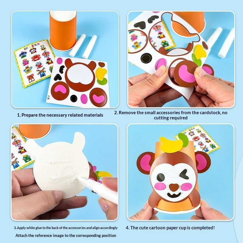 3D Paper Cups DIY Art Craft Stickers Cutting Toy