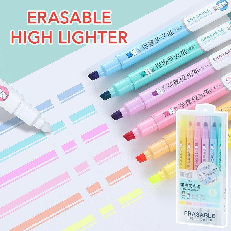 Erasable Highlighter Pen Pastel Colour Marker Annotation Note Taking Stationery