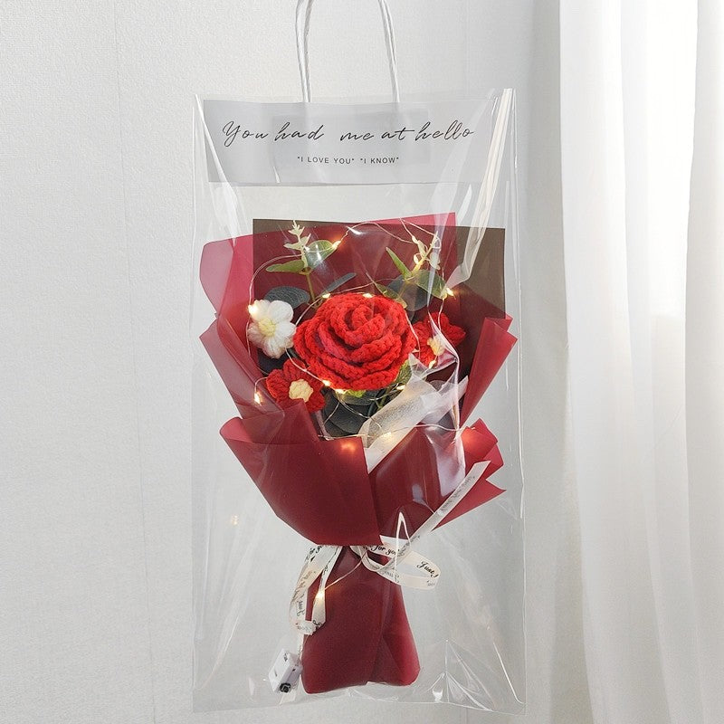 Pink Carnation Red Rose Clear Tote Bag Flower Bouquet