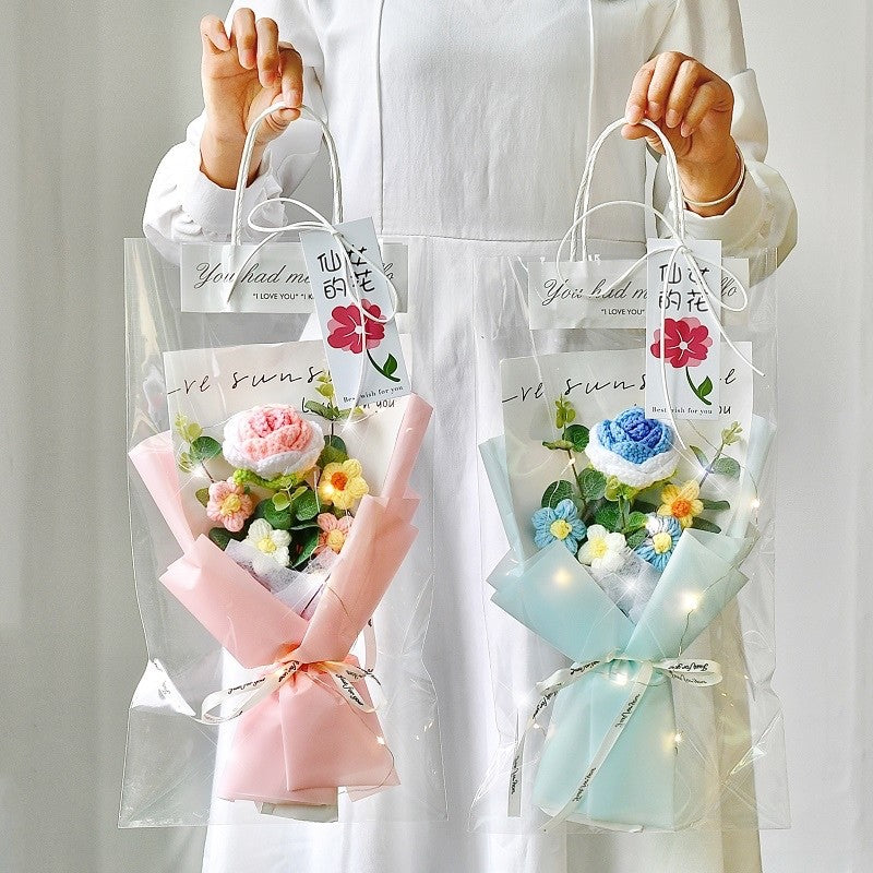Pink Carnation Red Rose Clear Tote Bag Flower Bouquet