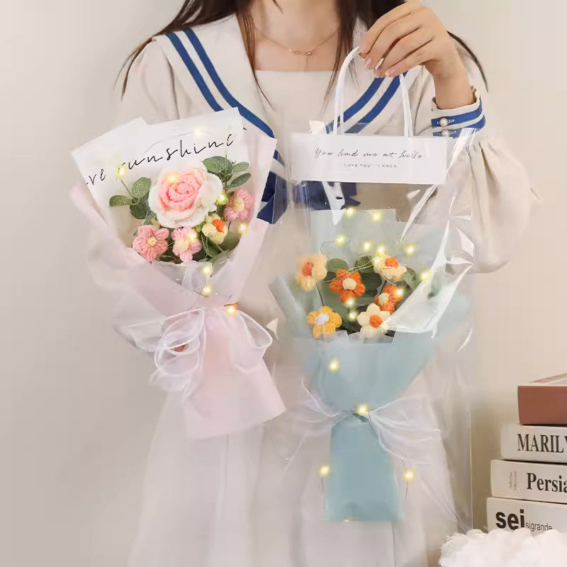 Pink Carnation Red Rose Clear Tote Bag Flower Bouquet