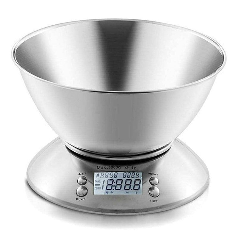 5kg Kitchen Food Scale Stainless Steel Bowl
