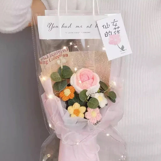 Pink Carnation Red Rose Clear Tote Bag Flower Bouquet