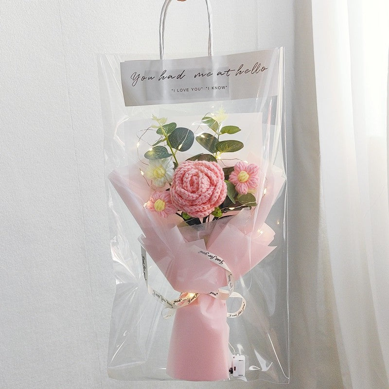 Pink Carnation Red Rose Clear Tote Bag Flower Bouquet