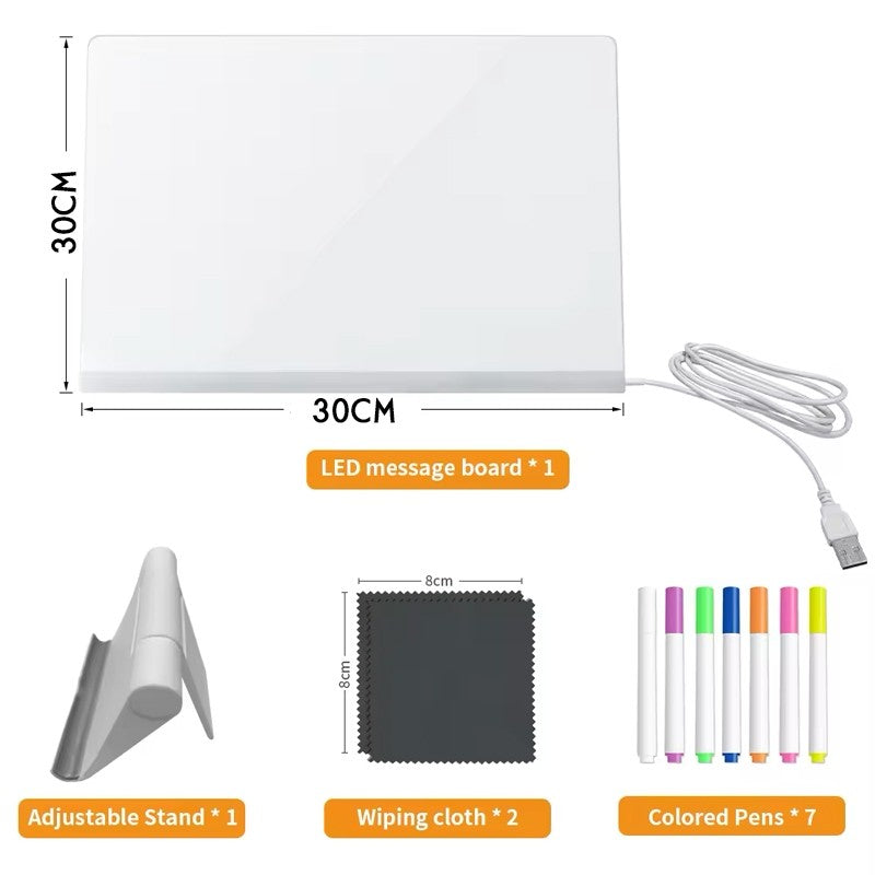 LED Erasable Acrylic Light Up Board with Whiteboard Markers