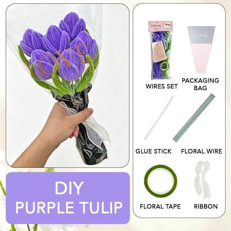 DIY Bouquet Flower Crafts Chenille Stems Fuzzy Wire Handicraft Pipe Cleaner Stick