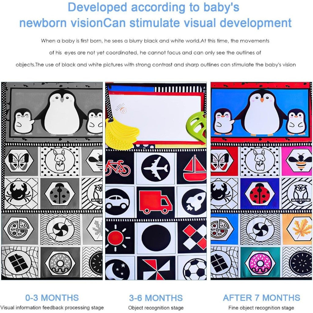 Foldable Mirror Baby Teether Sensory Busy Soft Book