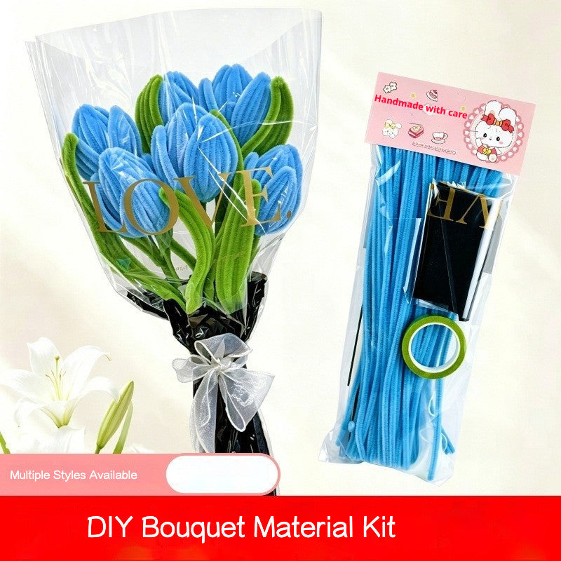 DIY Bouquet Flower Crafts Chenille Stems Fuzzy Wire Handicraft Pipe Cleaner Stick