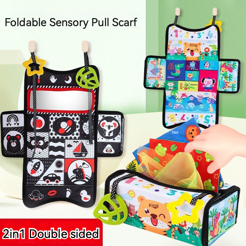 Tiger Teether Sensory Pull Scarf Tissue Box Toy