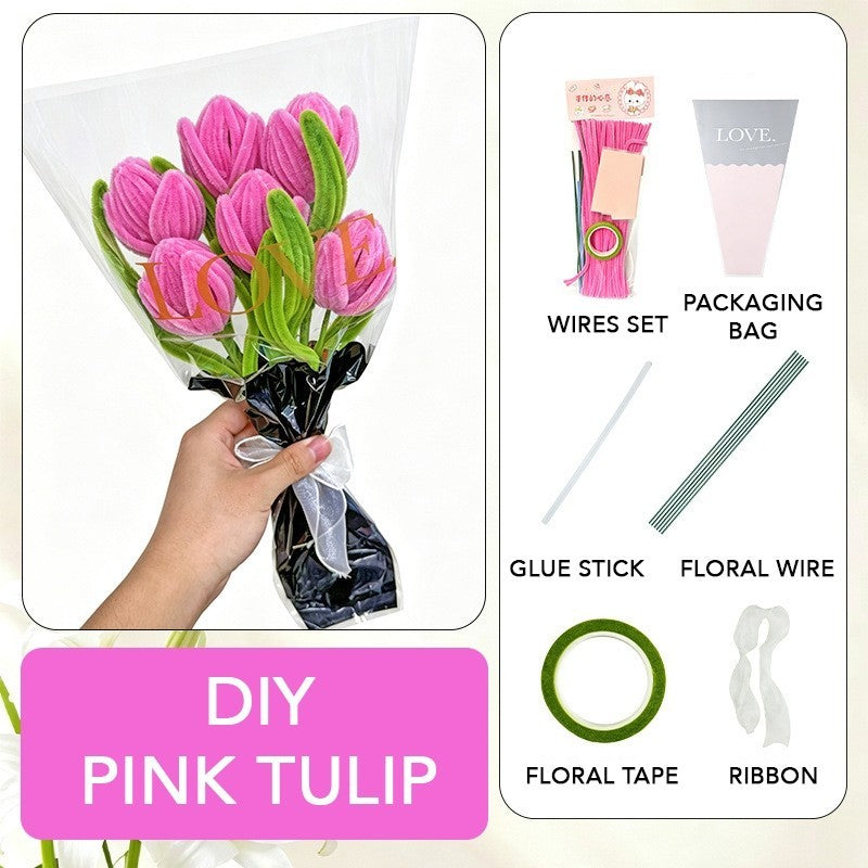 DIY Bouquet Flower Crafts Chenille Stems Fuzzy Wire Handicraft Pipe Cleaner Stick