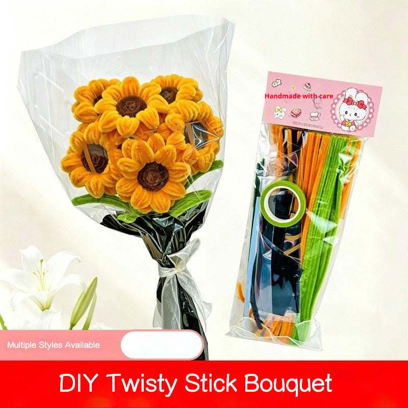 DIY Bouquet Flower Crafts Chenille Stems Fuzzy Wire Handicraft Pipe Cleaner Stick