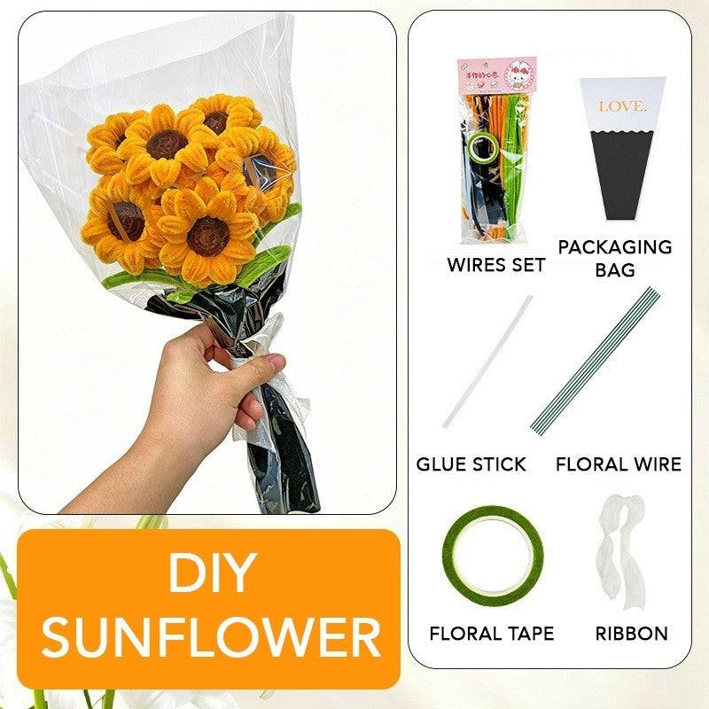 DIY Bouquet Flower Crafts Chenille Stems Fuzzy Wire Handicraft Pipe Cleaner Stick