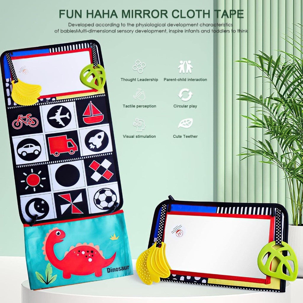Foldable Mirror Baby Teether Sensory Busy Soft Book
