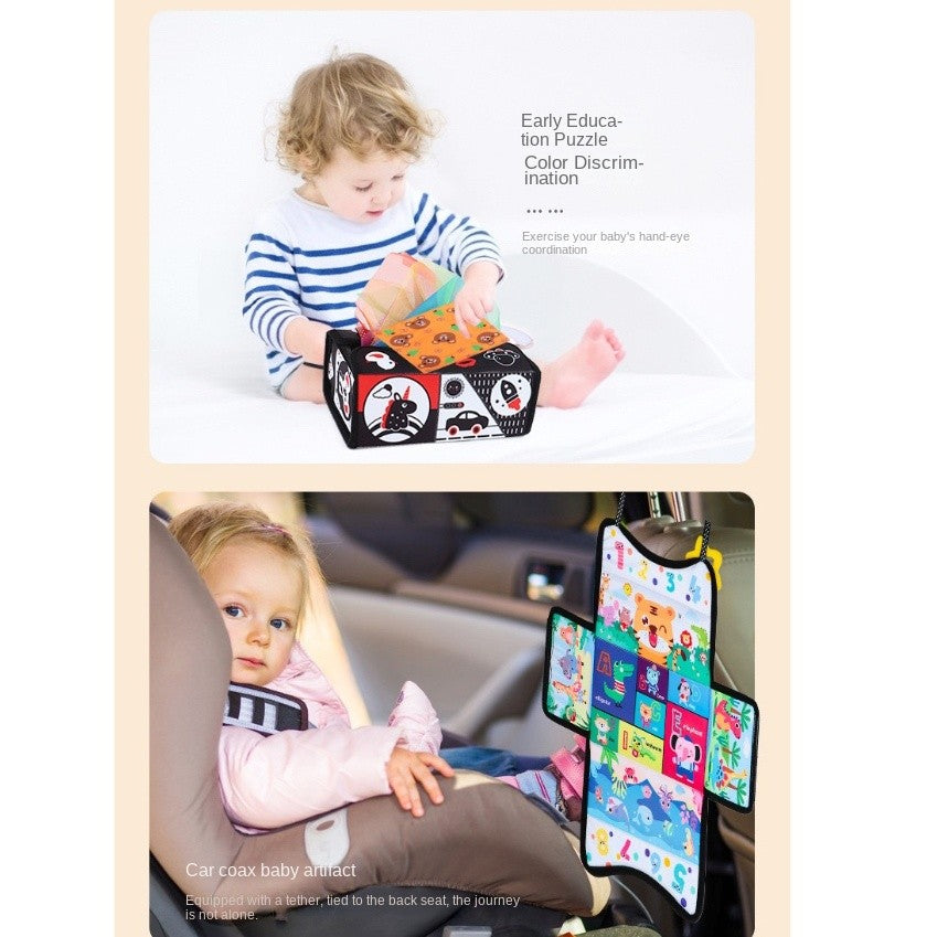 Tiger Teether Sensory Pull Scarf Tissue Box Toy