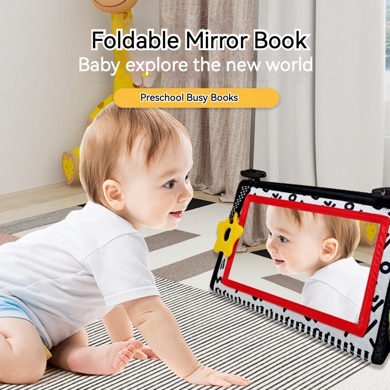 Baby Tummy Time Cloth Sensory Books with Mirror