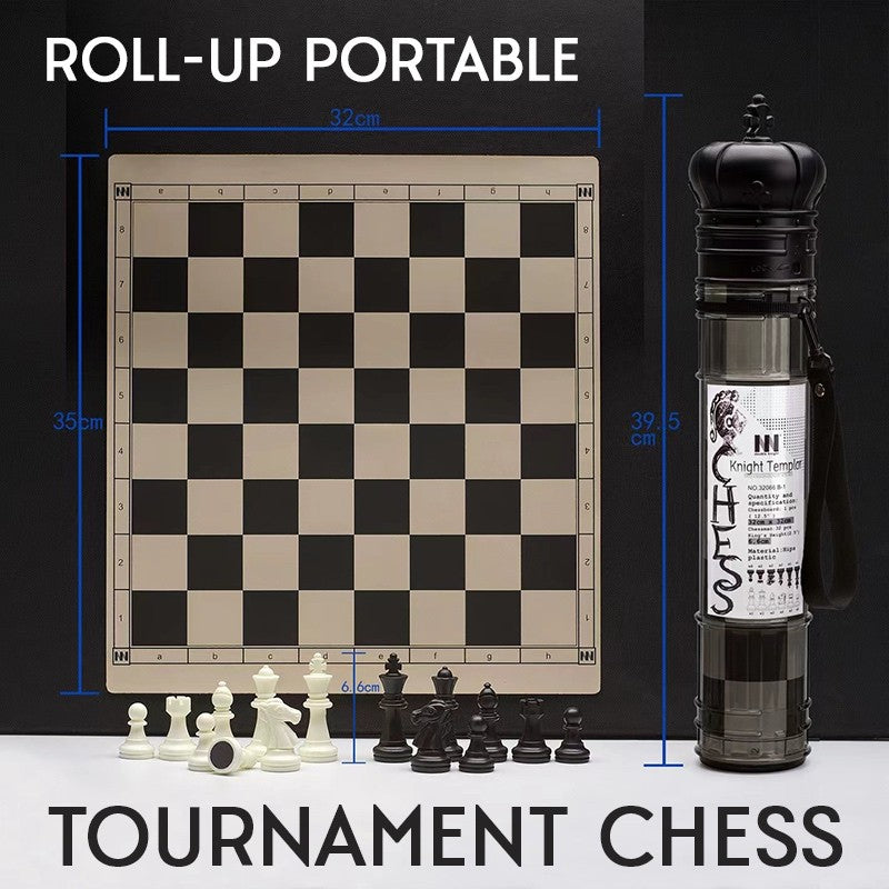 Foldable Tournament Chess Travel Roll Up Silicone Board Travel Tube