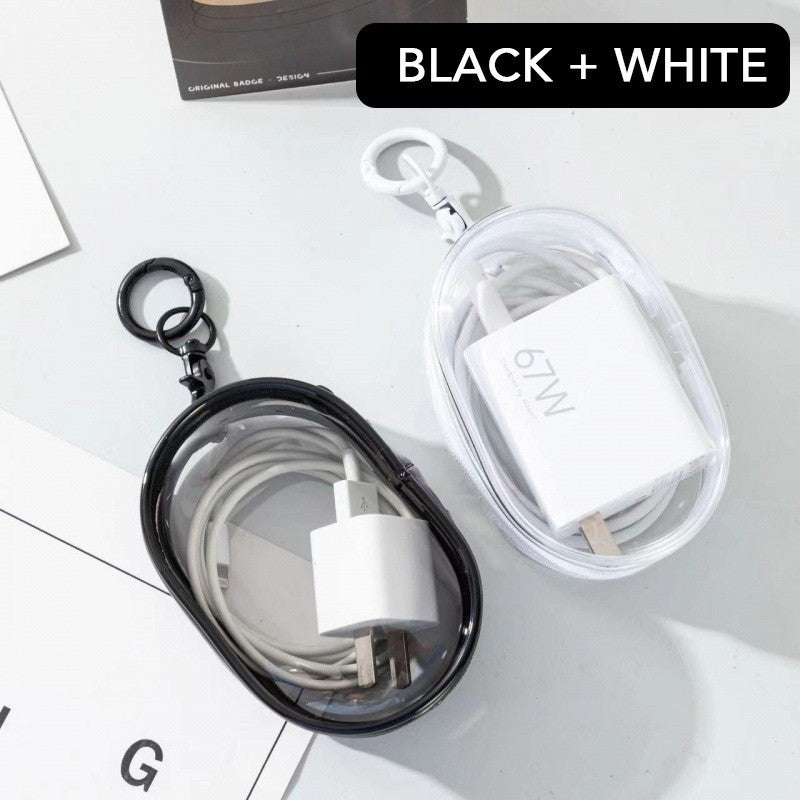 Portable Clear PVC Travel Zipper Pouch Cables Charger Organizer Bag