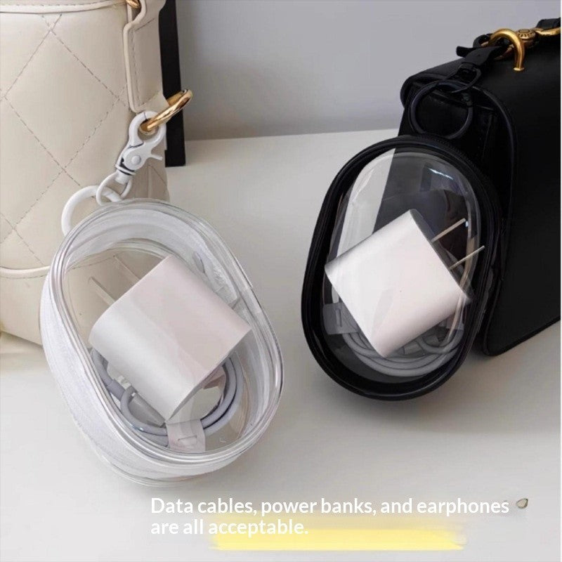 Portable Clear PVC Travel Zipper Pouch Cables Charger Organizer Bag