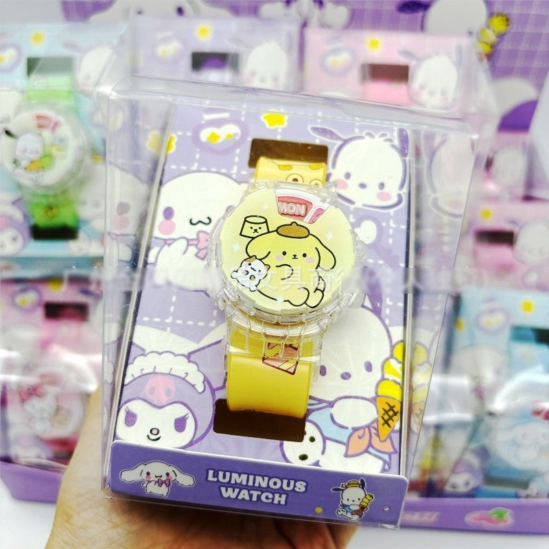 Children Sanrio Luminous Student Watch Flip Cover
