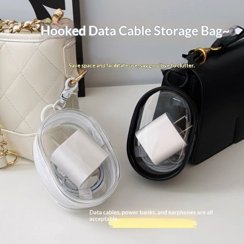Portable Clear PVC Travel Zipper Pouch Cables Charger Organizer Bag