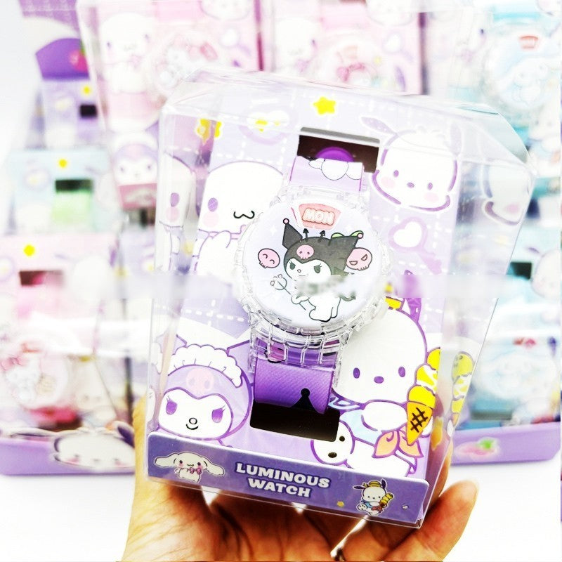 Children Sanrio Luminous Student Watch Flip Cover
