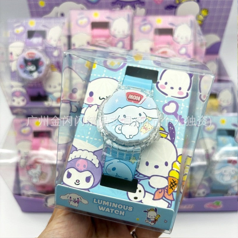 Children Sanrio Luminous Student Watch Flip Cover