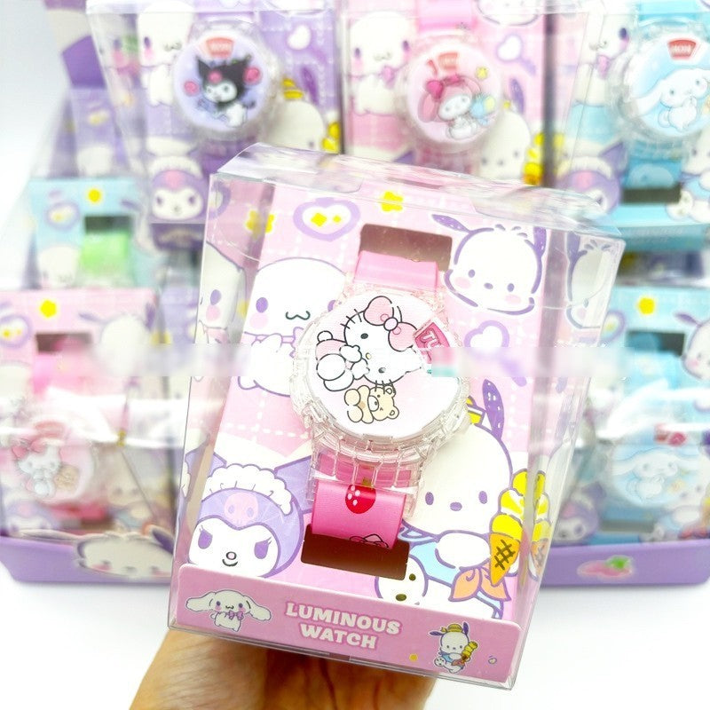 Children Sanrio Luminous Student Watch Flip Cover