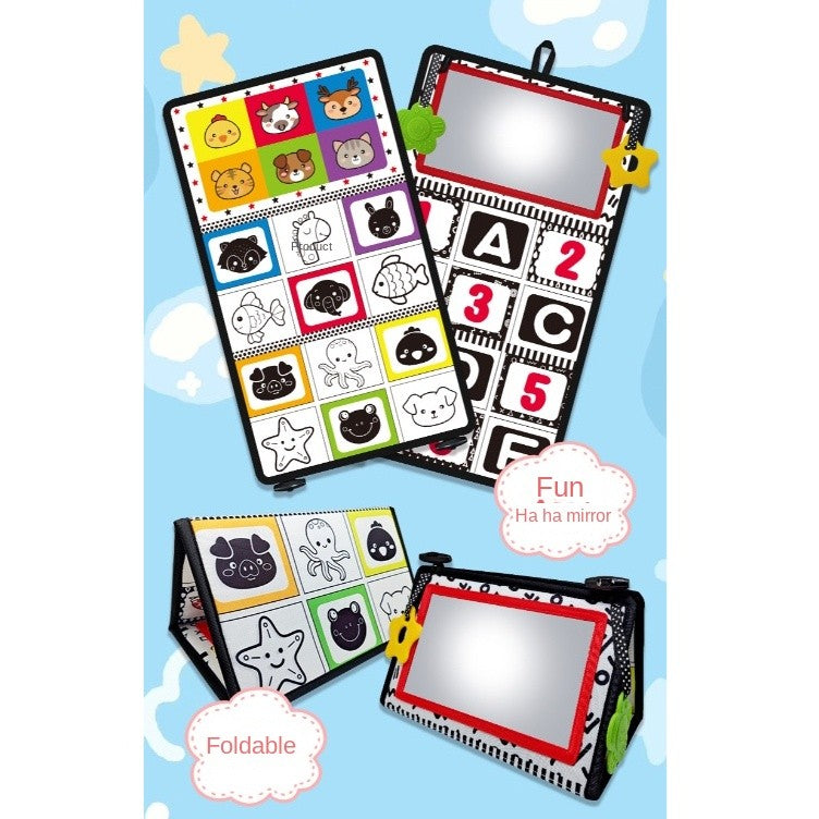 Baby Tummy Time Cloth Sensory Books with Mirror
