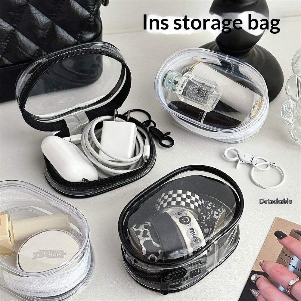 Portable Clear PVC Travel Zipper Pouch Cables Charger Organizer Bag
