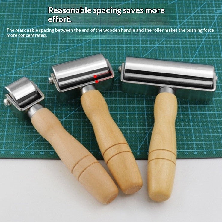 Leather Roller Wooden Handle DIY Press Tool